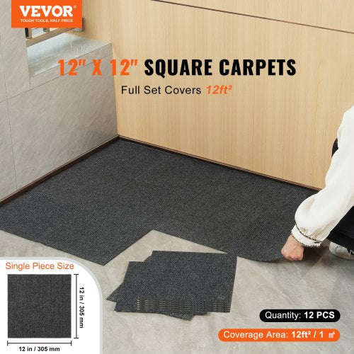 Carpet Tiles Peel and Stick 12” x 12” Squares Self Adhesive Carpet Floor