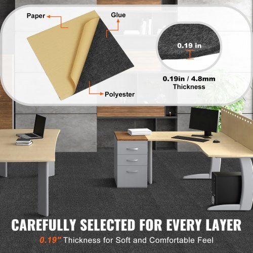 Carpet Tiles Peel and Stick 12” x 12” Squares Self Adhesive Carpet Floor
