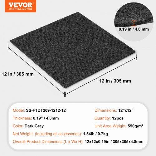 Carpet Tiles Peel and Stick 12” x 12” Squares Self Adhesive Carpet Floor