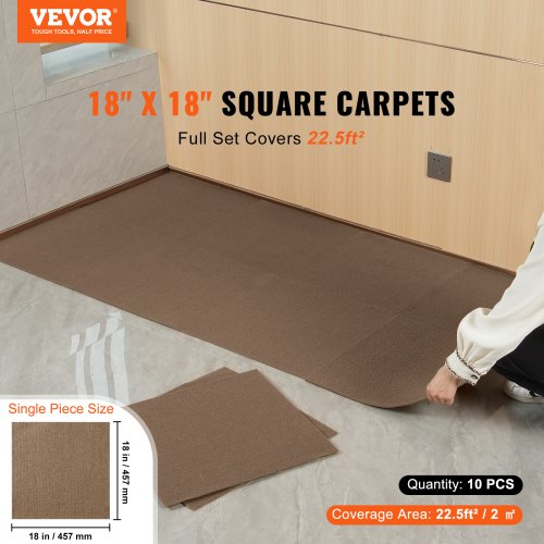 Carpet Tiles Peel and Stick 18” x 18” Squares Self Adhesive Carpet Floor