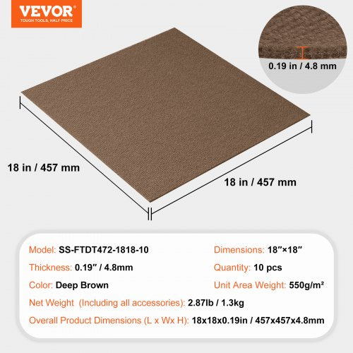 Carpet Tiles Peel and Stick 18” x 18” Squares Self Adhesive Carpet Floor