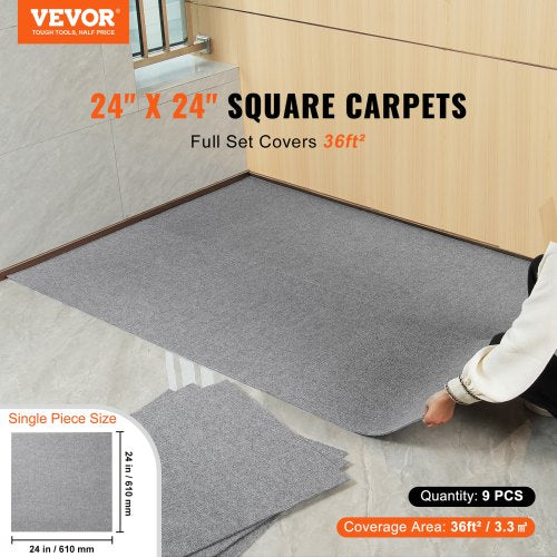 Carpet Tiles Peel and Stick 24” x 24” Squares Self Adhesive Carpet Floor