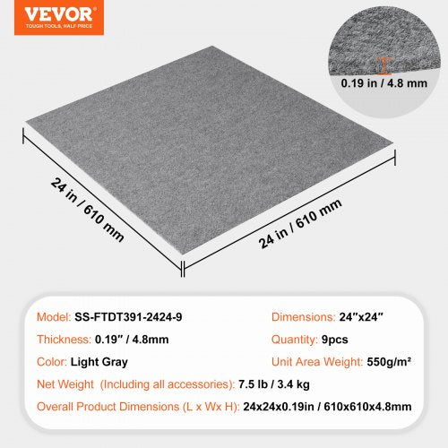 Carpet Tiles Peel and Stick 24” x 24” Squares Self Adhesive Carpet Floor