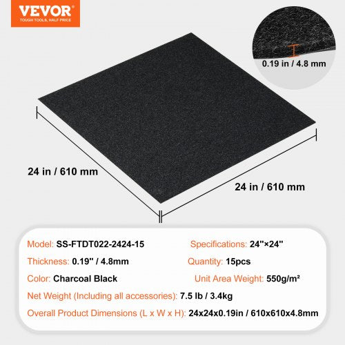 Carpet Tiles Peel and Stick 24” x 24” Squares Self Adhesive Carpet Floor