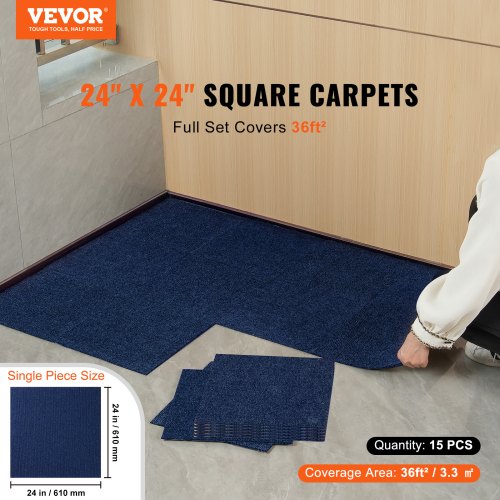 Carpet Tiles Peel and Stick 24” x 24” Squares Self Adhesive Carpet Floor