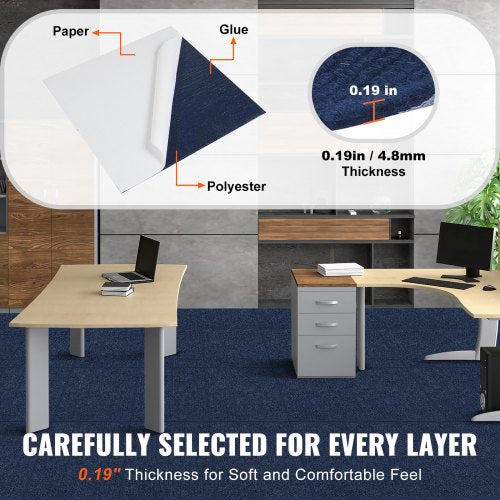 Carpet Tiles Peel and Stick 24” x 24” Squares Self Adhesive Carpet Floor