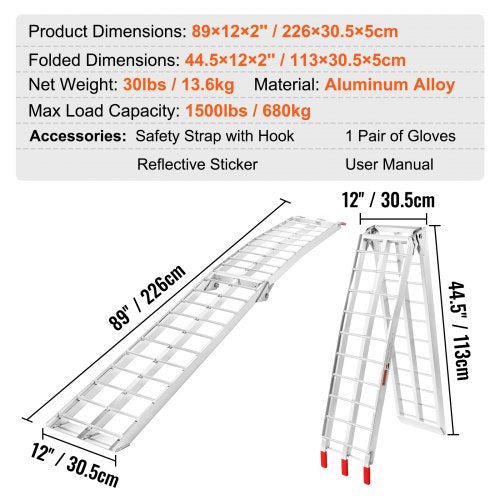 Aluminum Ramps 1500 lbs Folding Loading Ramps for Pickup Trucks Bed
