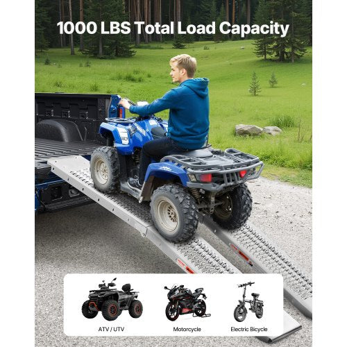 Aluminum Ramps 1000 lbs 2Pcs Heavyduty Ramps with Wider Ramp Surface