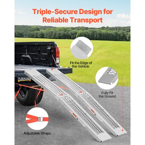 Aluminum Ramps 1000 lbs 2Pcs Heavyduty Ramps with Wider Ramp Surface