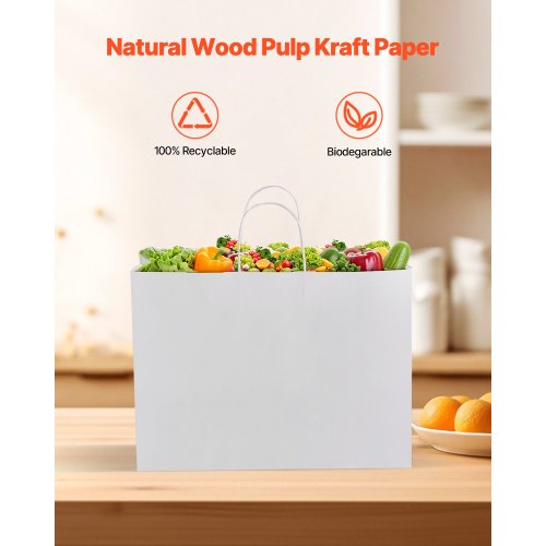 Kraft Paper Bags with Handles 100Pcs 16 x 6 x 12 in Large Paper Grocery