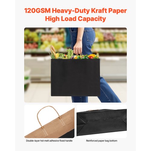 Kraft Paper Bags with Handles 50Pcs 16 x 6 x 12 in Large Paper Grocery