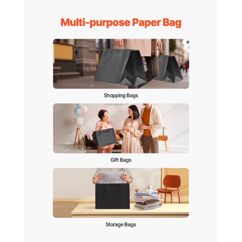 Kraft Paper Bags with Handles 50Pcs 16 x 6 x 12 in Large Paper Grocery