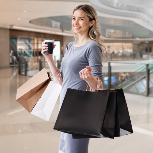 Kraft Paper Bags with Handles 50Pcs 16 x 6 x 12 in Large Paper Grocery