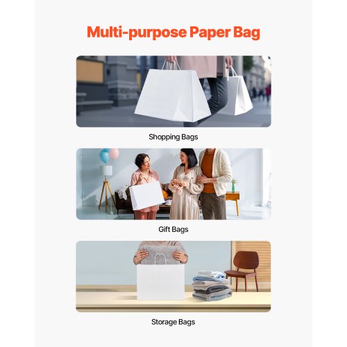 Kraft Paper Bags with Handles 50Pcs 16 x 6 x 12 in Large Paper Grocery