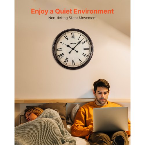 Wall Clock 20 in Wall Clock Roman Numerals Battery Operated Non Ticking