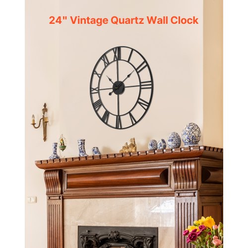 Wall Clock 24 in Wall Clock Roman Numerals Battery Operated Non Ticking
