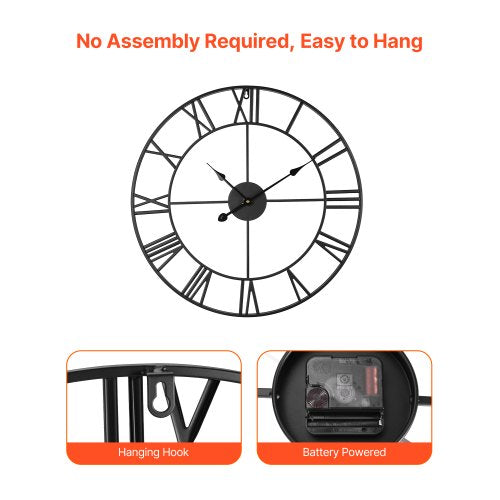 Wall Clock 24 in Wall Clock Roman Numerals Battery Operated Non Ticking