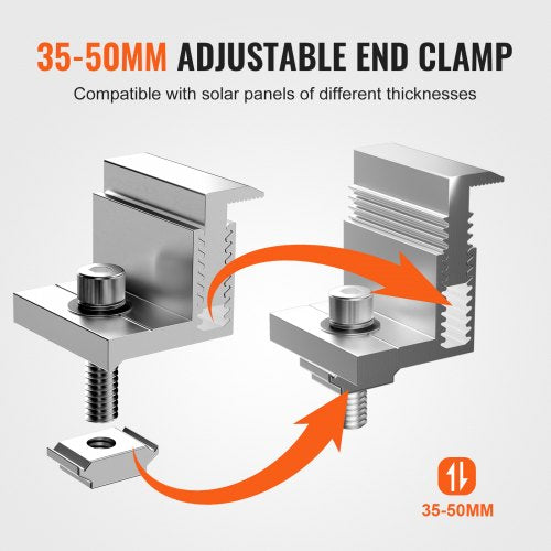 Solar Panel Z Mounting Brackets 3550mm Adjustable Solar Panel End Clamps