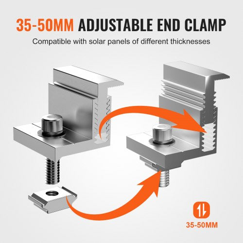 Solar Panel Z Mounting Brackets 3550mm Adjustable Solar Panel End Clamps
