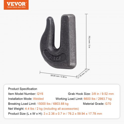 Weldon Grab Chain Hooks 38 Heavy Duty Tow Hook G70 Forged Steel 6 Packs