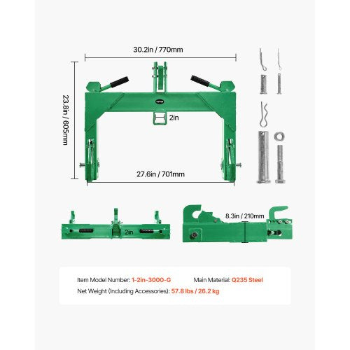 3Point Quick Hitch With 2 In Receiver 3000 Lbs Lift Capacity 3Pt 5 Level 64 4