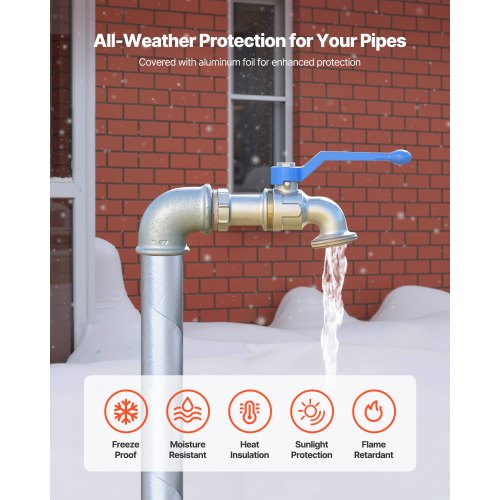 Pipe Insulation Wrap 32.8 FT x 2inch Pipe Insulation Tape with Aluminum