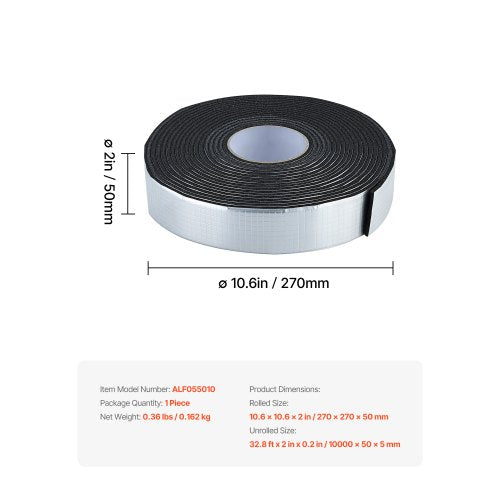 Pipe Insulation Wrap 32.8 FT x 2inch Pipe Insulation Tape with Aluminum