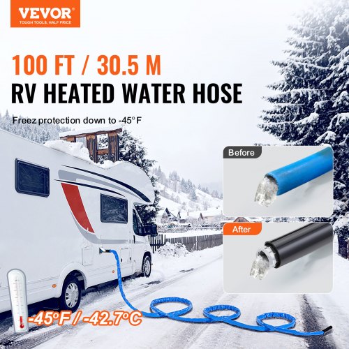 100ft Heated Water Hose for RV Heated Drinking Water Hose with Corrugated