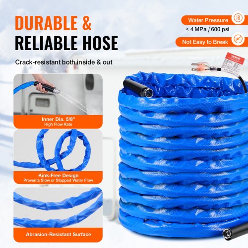 100ft Heated Water Hose for RV Heated Drinking Water Hose with Corrugated
