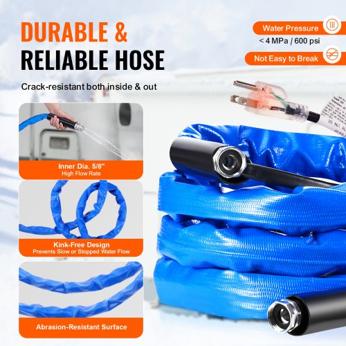 15ft Heated Water Hose for RV Heated Drinking Water Hose with Corrugated
