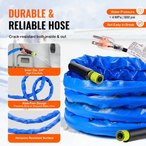 25ft Heated Water Hose for RV Heated Drinking Water Hose with Corrugated