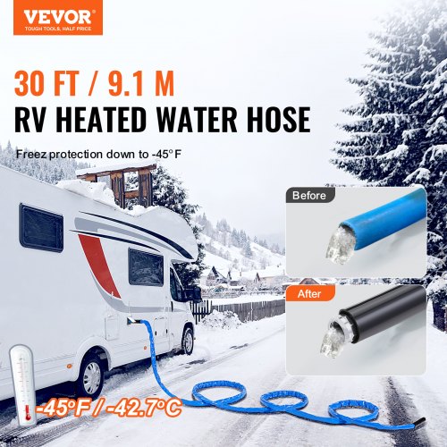 30ft Heated Water Hose for RV Heated Drinking Water Hose with Corrugated