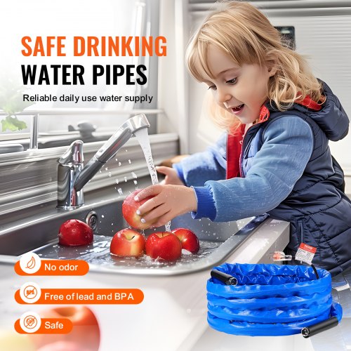 30ft Heated Water Hose for RV Heated Drinking Water Hose with Corrugated