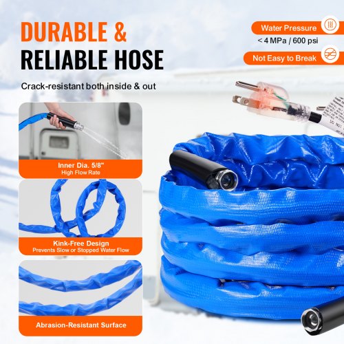 30ft Heated Water Hose for RV Heated Drinking Water Hose with Corrugated