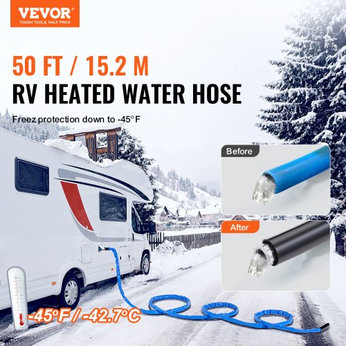 50ft Heated Water Hose for RV Heated Drinking Water Hose with Corrugated