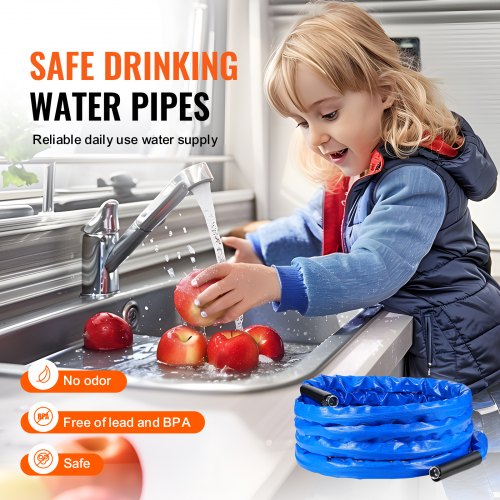 50ft Heated Water Hose for RV Heated Drinking Water Hose with Corrugated