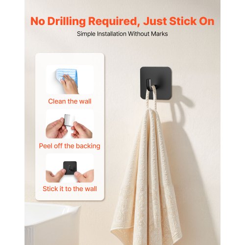 Adhesive Hooks 4 Pack SelfAdhesive Towel Coat Hooks HeavyDuty Wall Hook