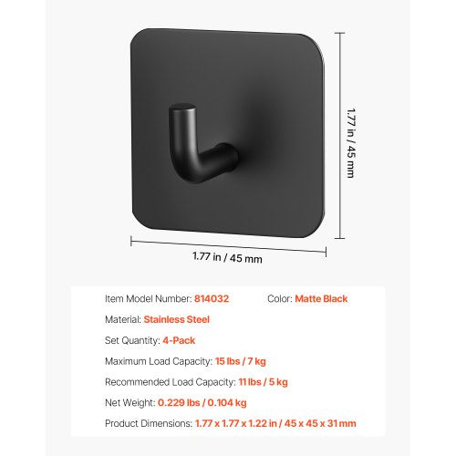 Adhesive Hooks 4 Pack SelfAdhesive Towel Coat Hooks HeavyDuty Wall Hook