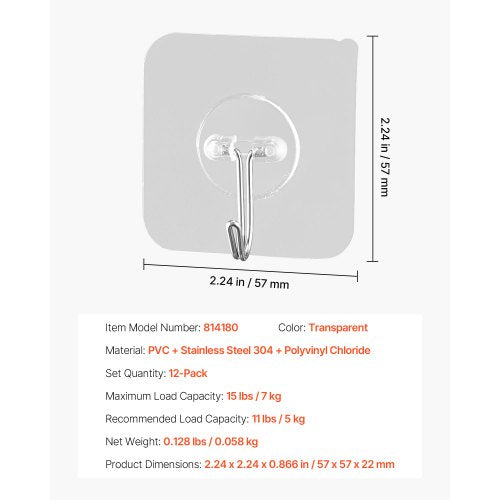 Adhesive Hooks 12 Pack SelfAdhesive Towel Coat Hooks HeavyDuty Wall Hook