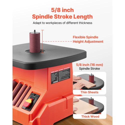 Oscillating Spindle Sander 2400Rpm Benchtop With 6 Sleeves 123 58 Stroke 154 X