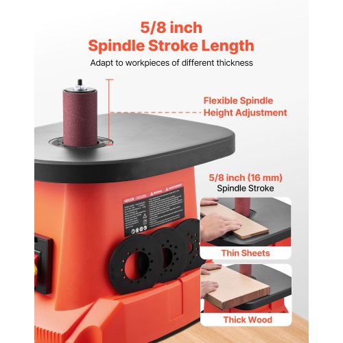 Oscillating Spindle Sander 2400Rpm Benchtop With 6 Sleeves 123 58 Stroke 156 X