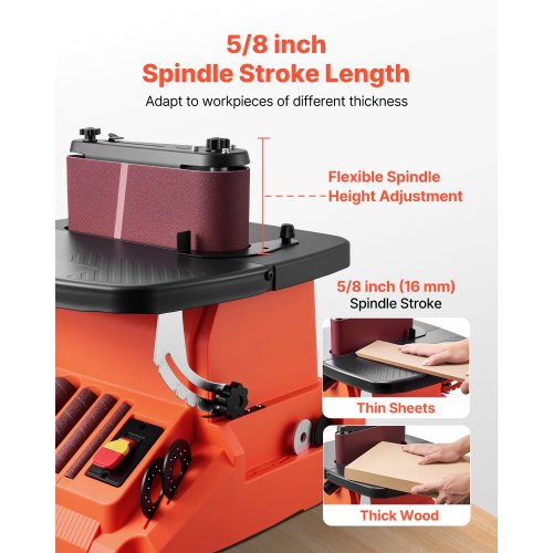 Oscillating Belt and Spindle Sander 2400RPM Benchtop Spindle Sander with 58