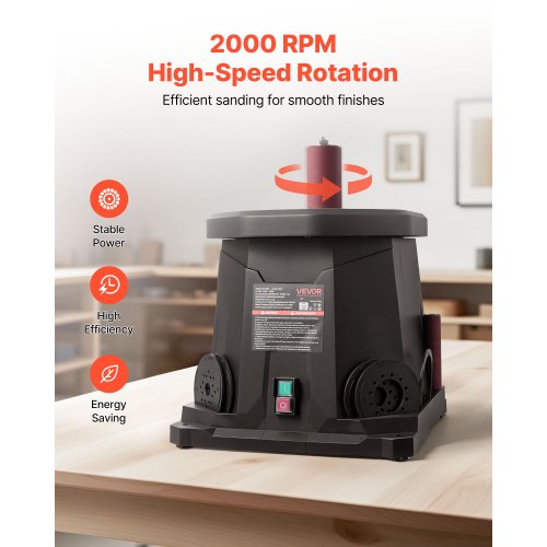 Oscillating Spindle Sander 2000RPM Benchtop Spindle Sander with 6 Sleeves