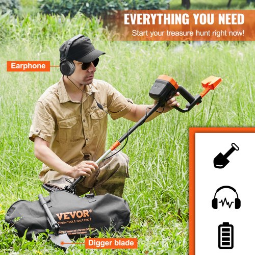 Metal Detector for Adults Kids 8 Inch Waterproof Search Coil with High