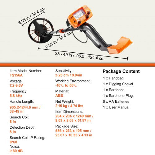 Metal Detector for Adults Kids 8 Inch Waterproof Search Coil with High