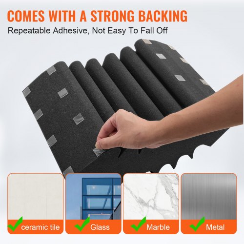Acoustic Foam Panels 4 Pack 165 x 63 x 12 inches Adhesive High Density