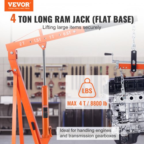 Hydraulic Long Ram Jack 4 Ton Engine Hoist Cylinder with Single Piston Pump