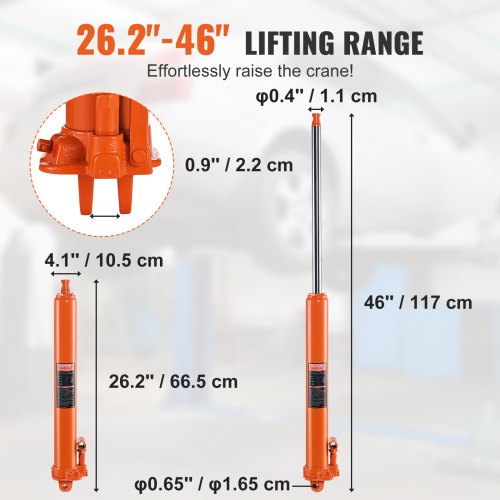 Hydraulic Long Ram Jack 3 Ton Engine Hoist Cylinder with Single Piston Pump