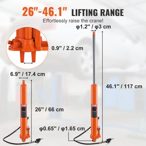 Hydraulic Long Ram Jack 8 Ton Engine Hoist Cylinder with Air Pump and Single