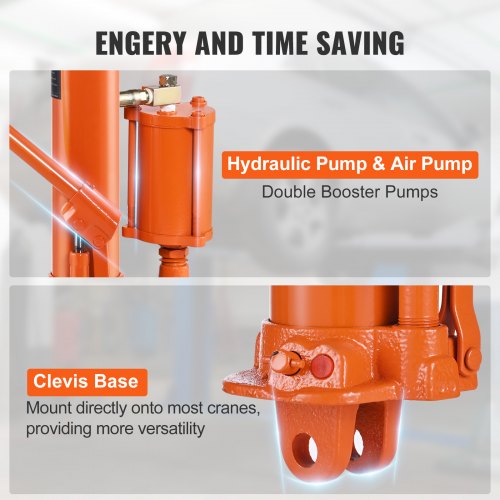 Hydraulic Long Ram Jack 8 Ton Engine Hoist Cylinder with Air Pump and Single